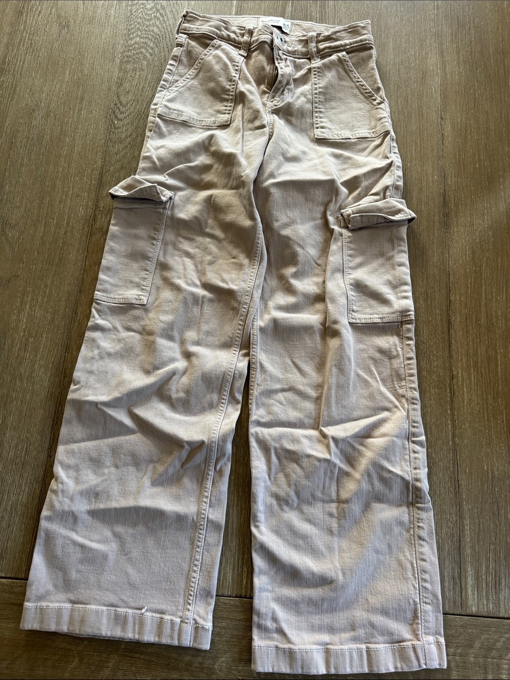 abercrombie kids Light Beige Cargo Wide-Leg Pants